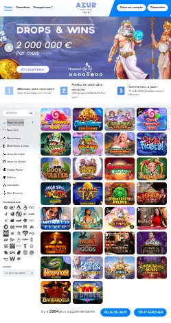 l'applicazione e l'interfaccia di AZUR CASINO